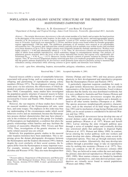 Population and Colony Genetic Structure of the Primitive Termite Mastotermes Darwiniensis