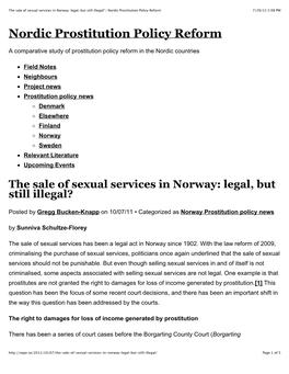 The Sale of Sexual Services in Norway: Legal, but Still Illegal? | Nordic Prostitution Policy Reform 7/29/12 2:08 PM