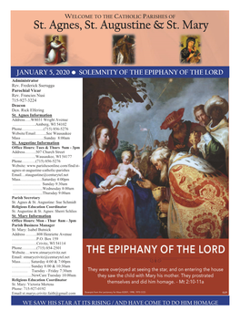 JANUARY 5, 2020 • SOLEMNITY of the EPIPHANY of the LORD Administrator Rev