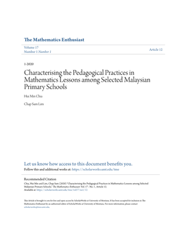 Characterising the Pedagogical Practices in Mathematics Lessons Among Selected Malaysian Primary Schools Hui Min Chia