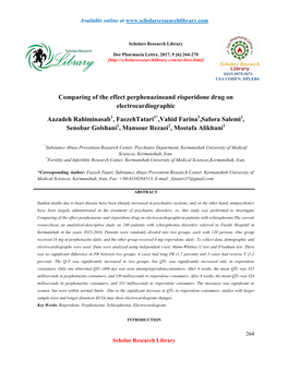 Comparing of the Effect Perphenazineand Risperidone Drug on Electrocardiographic