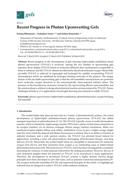 Recent Progress in Photon Upconverting Gels