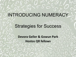 Introducing Numeracy