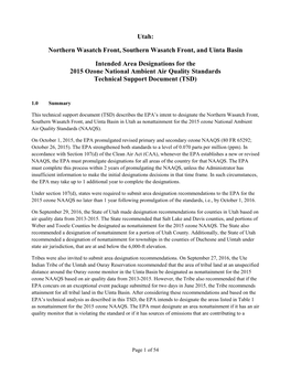 Northern Wasatch Front, Southern Wasatch Front, and Uinta Basin