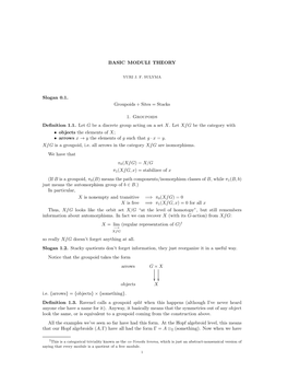 BASIC MODULI THEORY Slogan 0.1. Groupoids + Sites = Stacks 1