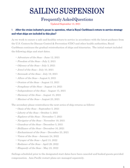 SAILING SUSPENSION Frequently Asked Questions Updated September 13, 2021