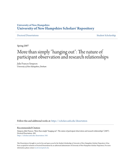 The Nature of Participant Observation and Research Relationships, and The