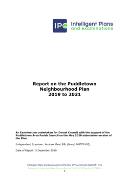 Report on the Puddletown Neighbourhood Plan 2019 to 2031