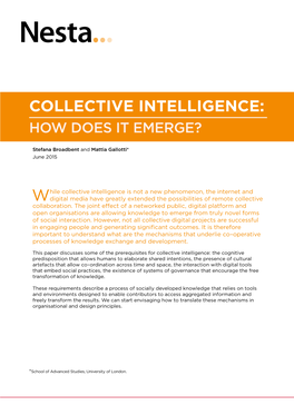 Collective Intelligence: How Does It Emerge?