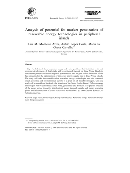 Analysis of Potential for Market Penetration of Renewable Energy Technologies in Peripheral Islands