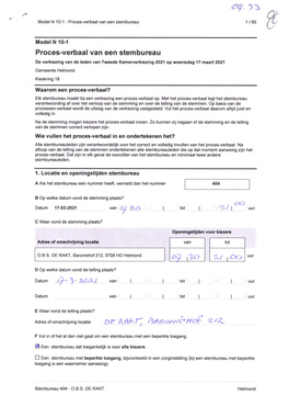 Proces-Verbaal Van Een Stembureau 1 / 65