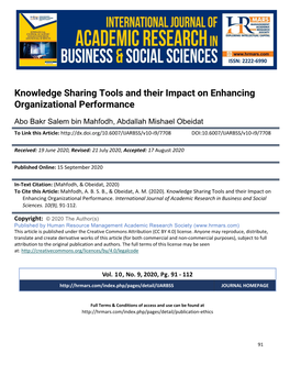 Knowledge Sharing Tools and Their Impact on Enhancing Organizational Performance