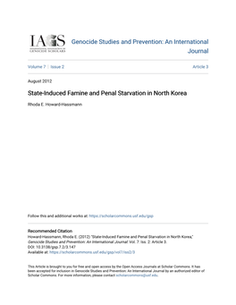 State-Induced Famine and Penal Starvation in North Korea