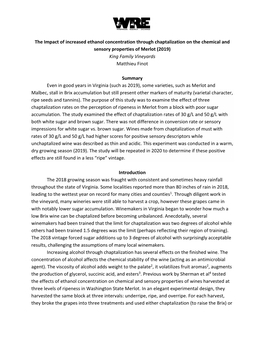 Impact of Chaptalization and Ethanol