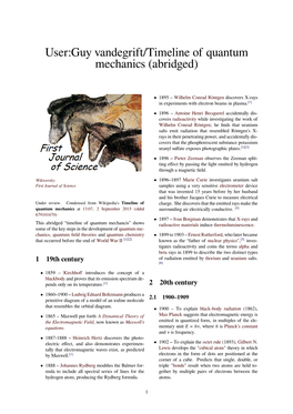 User:Guy Vandegrift/Timeline of Quantum Mechanics (Abridged)