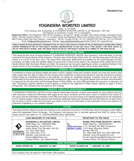 YOGINDERA WORSTED LIMITED (Regn