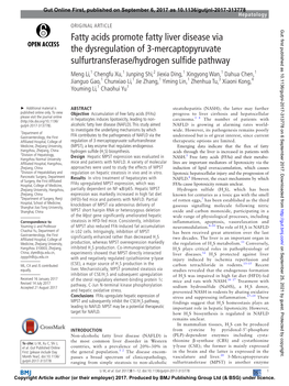 Fatty Acids Promote Fatty Liver Disease Via the Dysregulation of 3