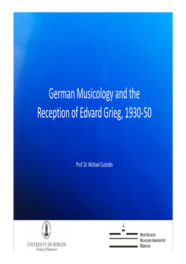 German Musicology and the Reception of Edvard Grieg, 1930-50