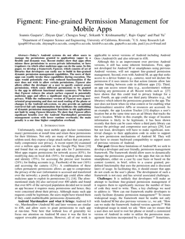 Figment: Fine-Grained Permission Management for Mobile Apps Ioannis Gasparis∗, Zhiyun Qian∗, Chengyu Song∗, Srikanth V