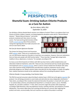 Drinking Sodium Chlorite Products As a Cure for Autism