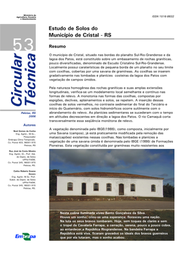 Estudo De Solos Do Município De Cristal - RS 53 Resumo O Município De Cristal, Situado Nas Bordas Do Planalto Sul-Rio-Grandense E Da