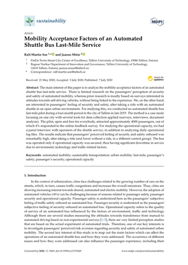 Mobility Acceptance Factors of an Automated Shuttle Bus Last-Mile Service