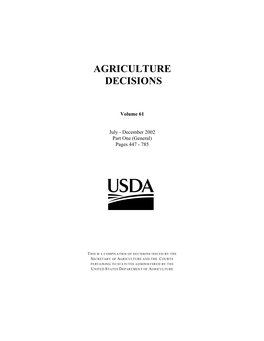 Agriculture Decisions