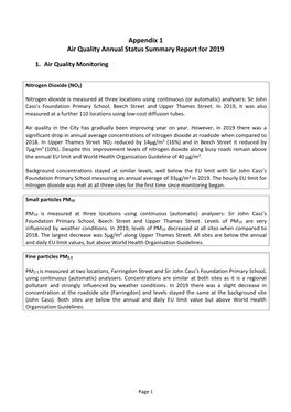 Appendix 1 2019 Air Quality ASR Summary