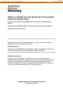 Twitter As a Flexible Tool: How the Job Role of the Journalist Influences Tweeting Habits