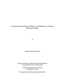 Functional Projections and Non-Local Relations in Tongan Nominal Phrases