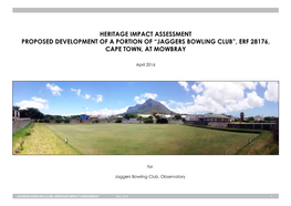 Jaggers Bowling Club”, Erf 28176, Cape Town, at Mowbray