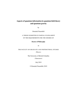 Chapter 1 Quantum Information in Fundamental Physics
