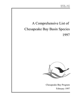A Comprehensive List of Chesapeake Bay Basin Species 1997