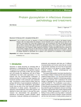 Protein Glycosylation in Infectious Disease Pathobiology and Treatment