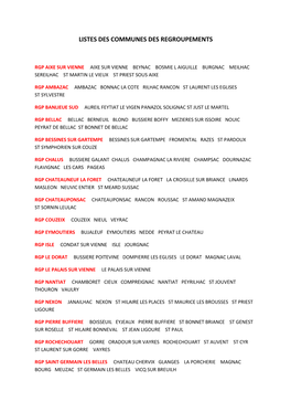 Listes Des Communes Des Regroupements