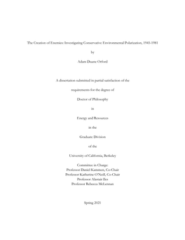 The Creation of Enemies: Investigating Conservative Environmental Polarization, 1945-1981