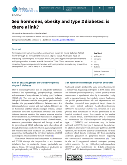 Sex Hormones, Obesity and Type 2 Diabetes: Is There a Link?