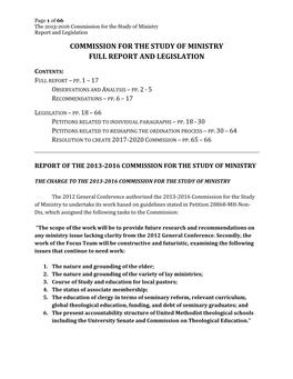 Commission for the Study of Ministry Full Report and Legislation