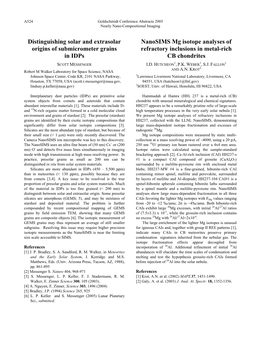 Distinguishing Solar and Extrasolar Origins of Submicrometer Grains In