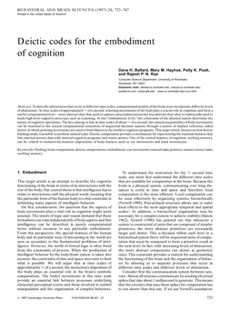 Deictic Codes for the Embodiment of Cognition