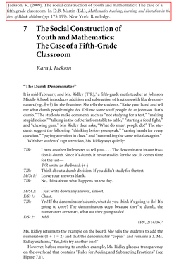 The Social Construction of Youth and Mathematics: the Case of a Fifth-Grade Classroom