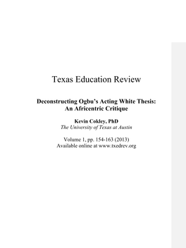 Deconstructing Ogbu's Acting White Thesis: an Africentric Critique