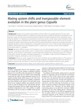 Mating System Shifts and Transposable Element Evolution in the Plant