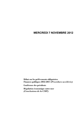 Mercredi 7 Novembre 2012