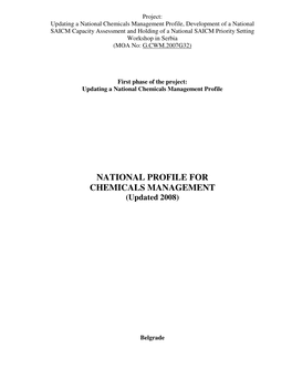 NATIONAL PROFILE for CHEMICALS MANAGEMENT (Updated 2008)