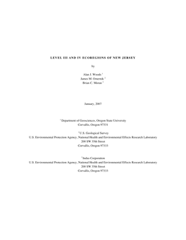 Level III and IV Ecoregions of New Jersey
