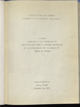 A Study of the Lake Lahontan Sediments in The