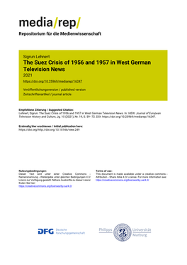 The Suez Crisis of 1956 and 1957 in West German Television News 2021