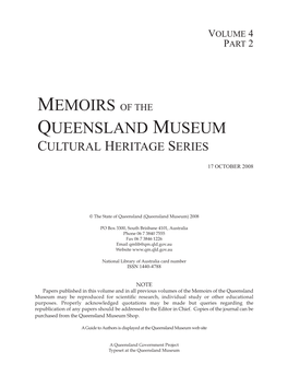 Memoirs of the Queensland Museum Cultural Heritage Series