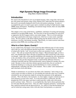 High Dynamic Range Image Encodings Introduction